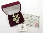 Camrose & Kross Jacqueline Kennedy Pin Brooch Faux Emerald, Pearl & Crystals
