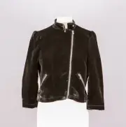 Rebecca Taylor Women Black Zip Up Biker Jacket Rayon Silk Size 8