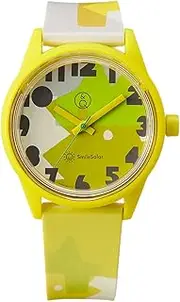 Q＆Q SmileSolar(キューアンドキュー スマイルソーラー) Citizen Watch R00A-501VK Cool & Cue Smile Solar, Textile Designer Masaru Suzuki, Collaboration Model, Solar, Analog, Water Resistant to 10 ATM, Urethane Belt, Women's, Yellow, yellow