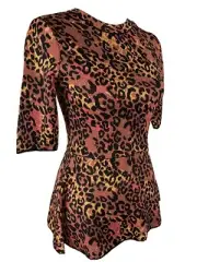 MISSONI Women's Top Size 40 Metallic Leopard Print Stretchy Peplum 3/4Sleeve NWT