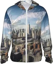 [LHBWCVN] UPF 50+ Light Jacket Full Zip Sun Protection Hoodie for Women Men Long Sleeve New York City Sun Shirts
