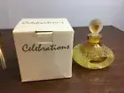 VTG Celebrations Amber Crystal Glass Textured Perfume Bottle Geode Style NIB