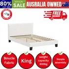 Bed Frame King Size Base White Boucle TOFU