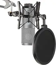 YOUSHARES ATR2500X Shock Mount with Pop Filter, Windscreen and Shockmount to Reduce Vibration Noise Matching Mic Boom Arm Stand for Audio-Technica ATR 2500X and ATR2500 USB Condenser Microphone by