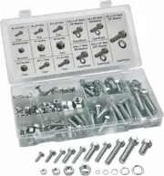 240Pc Hex Head Nut and Bolt SAE IMPERIAL Kit Tools Washer Assortment Box AU Sale