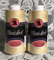 NEW 2 Beige maxi-lock 3000Yd spools 100% polyester overlock sewing thread TEX 27