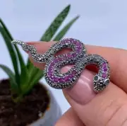 Brooch with Natural Emerald, Ruby and Marcasite, sterling silver 925
