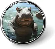 [FZMVSQH] Cute Hippos Printed Round Button Pin Badges Metal Pinback Buttons 1 Inch Pins for Hat Shirt Clothing Bags Decoration, Circular, Aluminum, Circular, Aluminum