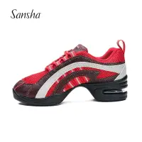 在飛比找樂天市場購物網優惠-Sansha 法國三沙現代跳舞鞋運動舞蹈鞋透氣網面低幫分離連