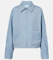[Ferragamo] Ferragamo Cropped wool, silk, and linen blouson AU 12 blue