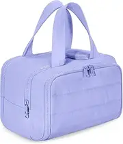 [Generic] Cureaway Travel Cosmetic Bag for Women, Cureaway Large Capacity Wide-Open Travel Toiletry Bag, 4-in-1 Puffy Multi-Functional Toiletry Bag, for Accessories,Essentials, Toiletries (Purple)