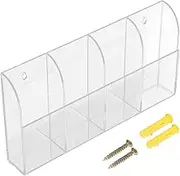 Acrylic Wall Control, Transparent Remote Control Dispenser Box, Adjustable Shelf (4 Compartments)
