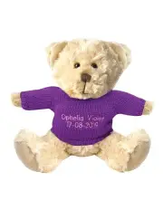 [Teddy and Friends] Personalised Beige Bear With Purple Knitted Jumper