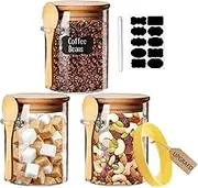 Glass Jars with Airtight Lid and Spoon,Glass Food Storage Jars Containers,Overnight Oats Containers with Lids,Decorative home Kitchen Jars for Spice Bath Salt Tea Coffee Sugar Canisters 530ml