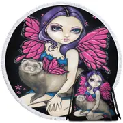 Fairey and Ferret with Butterfly Wings Round Beach Towel
