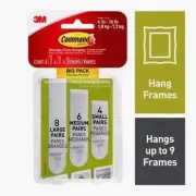 3M Command Picture Hanging Strips 8 Large 6 Medium 4 Small 17211-BPES 18pk
