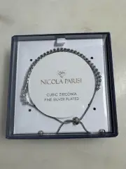 Cubic Zirconia Tennis BOLO Slider Bracelet by Nicola Parisi NIB