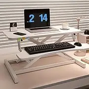 Standing Desk Converter with Keyboard Tray,Height Adjustable Sit Stand Up Desk Riser,Small Computer Desk Workstation for Bedroom,Home Office,B