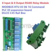 8 CH DIN35 C45 DIN Rail Box UART RS485 Relay Module Modbus RTU Switch DC 12V 24V
