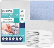 MobiliAid Waterproof Bed Pad 4pcs - Premium 5Layer Protection - 132x86cm Non-Slip Reusable Bed Wetting/Incontinence Pads - Waterproof Mattress Protector - Machine Washable - Breathable Maximum Comfort