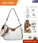 Shoulder Bag for Women, Small Vegan Leather Chevron Quilted Crescent Crossbod...