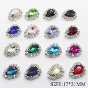 Acrylic Waterdrop Rhinestone Flatback Metal Buttons Decorative Craft Button 10Pc