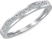 [Beverly Hills Jewelers] 0.25 Carat (ctw) 10K White Gold Channel Set Round Brilliant Cut Diamond Ladies Engagement Bridal Anniversary Wedding Band Stackable(SIZABLE)