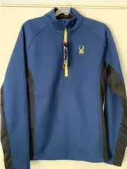 SPYDER MEN'S OUTBOUND 1/4 ZIP SWEATER (BLUE/YELLOW SMALL)NWT