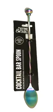 Thyme & Table Stainless Cocktail Mixing Bar Spoon w/ Flat Muddler Titanium Plate