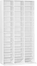 Artiss Bookshelf, Adjustable Book Shelf Bookcase Corner Display Cabinet Storage Shelves Bookshelves Stand CD DVD Rack Living Room Office Furniture, Holds 1116 CDs 528 DVDs 15mm Thick Frame White