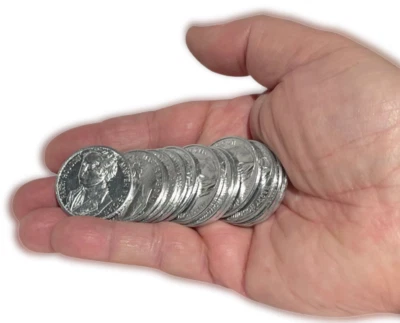 12 HOUDINI MAGIC SILVER COINS Set Miser Dream Half Dollar Palming Trick 1.5 Thin