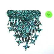 3.5" Handmade Beaded Barrette w 3" trailing Star Fringe French Clip Closure #16