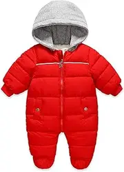 [DINGDONG'S CLOSET] Baby Boys Girls Winter Snowsuit Zipper Coat Romper Puffer Outwear Hooded Footie Padded Jacket