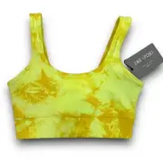 NEW E&R Sport Electric & Rose Athletic Athleisure Sports Bra Yellow Tie Dye XS