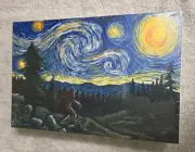 SEALED Bigfoot Starry Night 1000 Piece Puzzle Lantern Press Van Gogh Sasquatch
