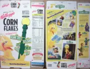 1999 Kellogg's Sesame Street Corn Flakes Cereal Box unused shaped Flat oc95