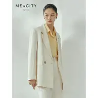 在飛比找ETMall東森購物網優惠-外套女MECITY優雅米白色西裝外套