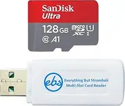 SanDisk MicroSD 128GB Ultra Card Compatible with Samsung Galaxy Tab S6 Lite, Tab S7, Tab A 8.0 Tablets (SDSQUA4-128G-GN6MN) Bundle with 1 Everything But Stromboli SD & SDXC Memory Card Reader