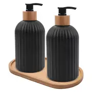 14Oz Glass Soap Dispenser with Wooden Tray, 2 PCS Hand and Dish Soap4521