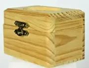 Unfinished Wooden Box W/Oval Stenciled Tin Insert Butterfly Pattern Hinged Latch