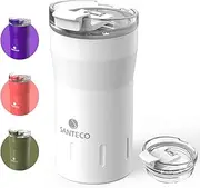 [SANTECO] Coffee Cups with Lids 12oz, Double Wall Vacuum Stainless Leakproof Coffee Mug, Thermal Tumbler Vacuum Insulated for Hot & Cold Beverages