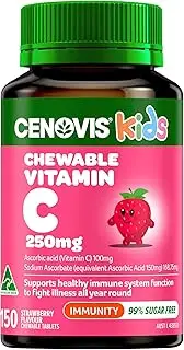 Cenovis Kids Chewable Vitamin C 250mg (Strawberry) 150 Tablets - Supports Healthy Immune System Function in Children - Helps Prevent Vitamin C Deficiency in Children & Maintains Healthy Gums