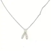 NIB EFFY sterling silver diamond wishbone necklace $338 retail