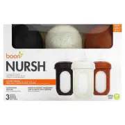 2 X Boon, Nursh, Silicone Pouch Bottle, Medium, 3 Months +, 3 Bottles, 8 oz (236