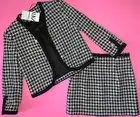 Zara Tweed SET XS Jacket Blazer+XS SKIRT BLACK WHITE houndstooth gold buttons