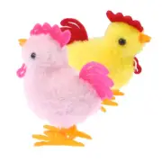 Plush Wind Up Chicken Kids Educational Toy Clockwork Jumping Walking Chicks ; CR
