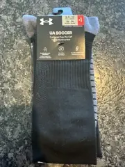 Under Armour Soccer Socks Cushioned Over Calf Mens 8.5-13 Womens 10-14 Black