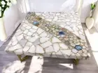 36"x24" White Agate Stone Living Room Dining Table Top Gemstone Furniture Decor