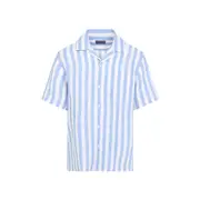 [Ralph Lauren Purple Label] Ralph Lauren Purple Label-Light Blue And White Sport Ss Linen Shirt-Uomo S STAND