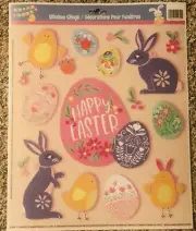 Happy Easter Bunny Eggs Chicks Vinyl Static Window Clings One Sheet
